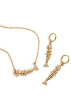 Stylish Rhinestone-accented Fishbone Stud Earrings and Necklace