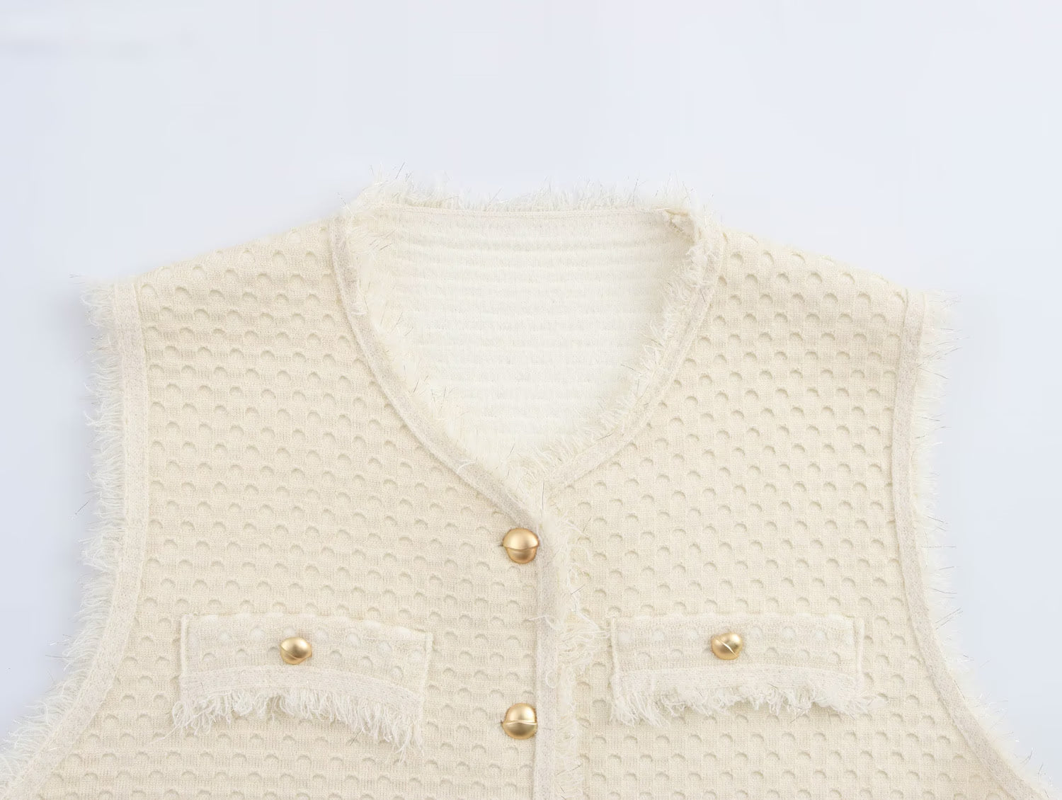 Fringed Knit Sleeveless Vest