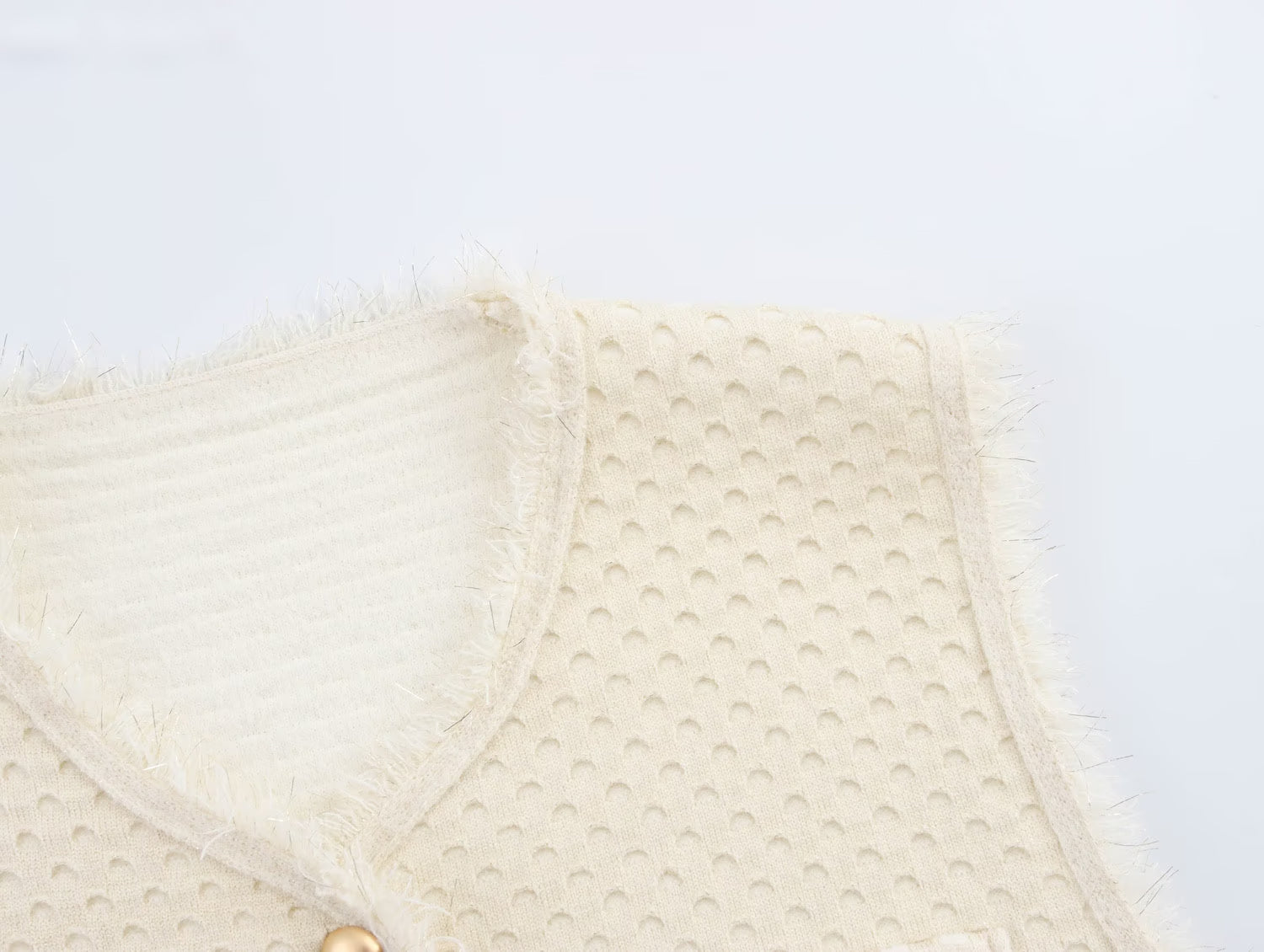 Fringed Knit Sleeveless Vest