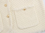 Fringed Knit Sleeveless Vest