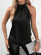 Solid Color Halter Sleeveless Top