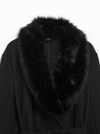 Artificial Fur Belted Trench Coat