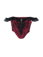 Vintage Lace Velvet Splice Irregular Hem Corset Top