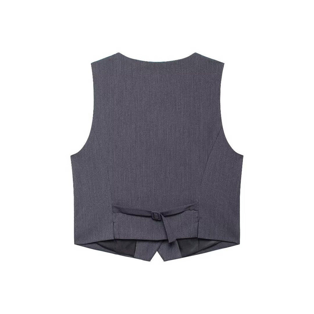 Striped Belted Blazer Vest