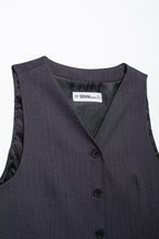 Striped Belted Blazer Vest
