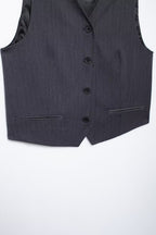 Striped Belted Blazer Vest