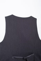 Striped Belted Blazer Vest