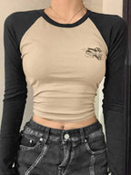 Raglan Backless Lace Up Slim Long Sleeve Knit