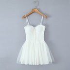 Jacquard Corset Hook Front Tulle Tiered Tutu Mini Dress