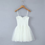 Jacquard Corset Hook Front Tulle Tiered Tutu Mini Dress