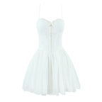 Jacquard Corset Hook Front Tulle Tiered Tutu Mini Dress