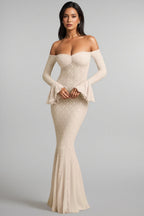 Kaeln Off-Shoulder Ruffle Lace Maxi Dress