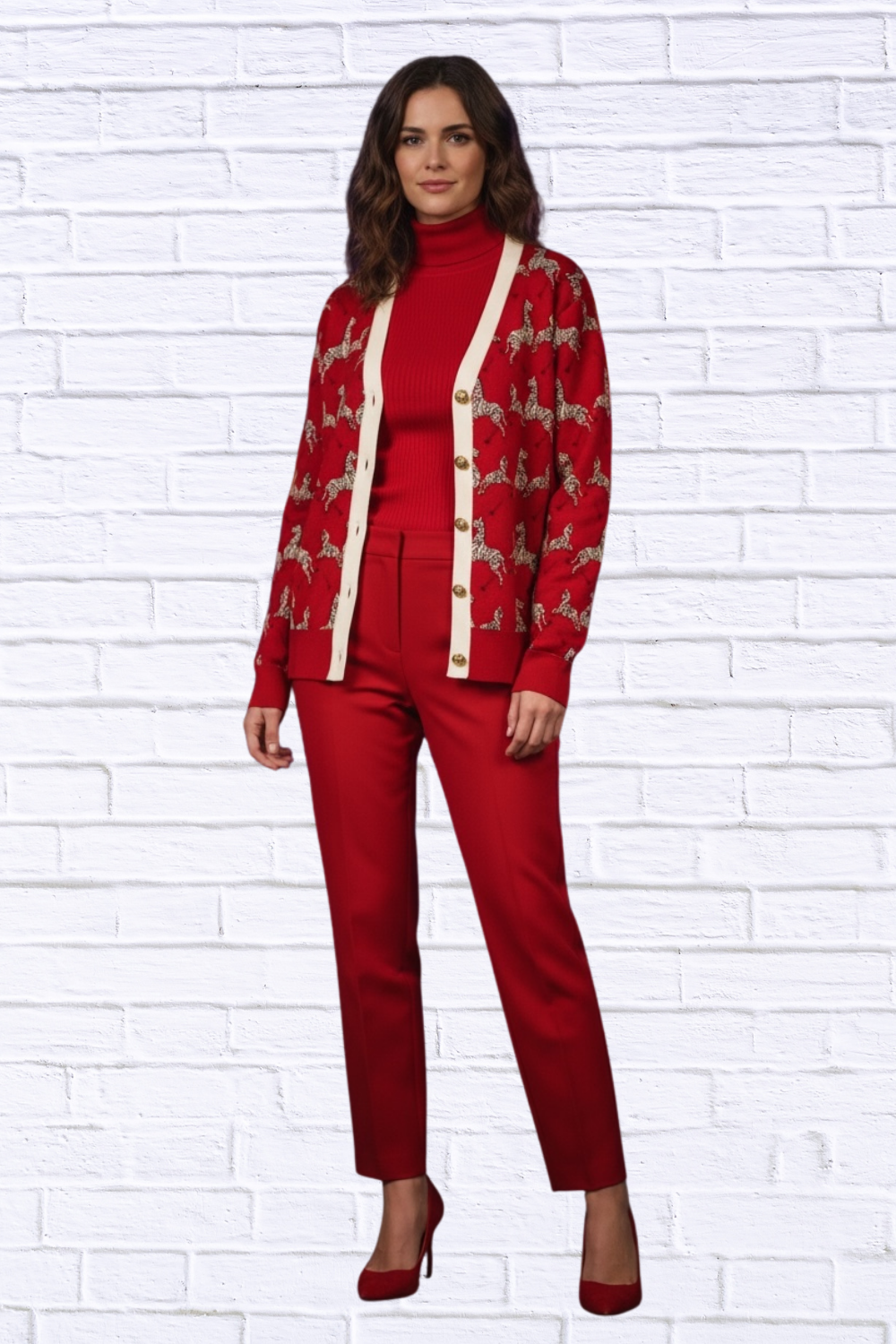 Women__ Casual V-Neck Zebra Print Cardigan