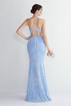 Elegant Velvet Sequin Party Dress