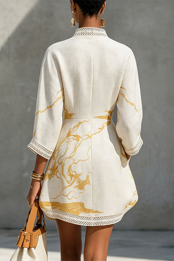 Aurelia Gilded Marble Linen Tunic Dress