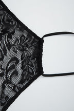 Lace Halter Backless Tie Front Crop Top Bodycon Sheer Skirt Set
