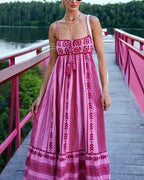Vacation patchwork knitted slip dress