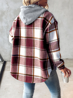 Plaid Long Sleeve Plush Hooded Jackets