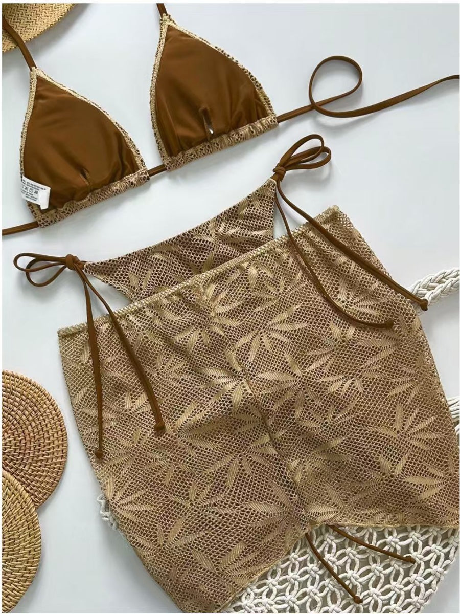 Drawstring Halter Set 3-piece Sets Bikinis