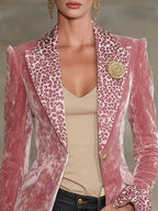 Long Sleeve Lapel Digital Printing Velvet Blazers