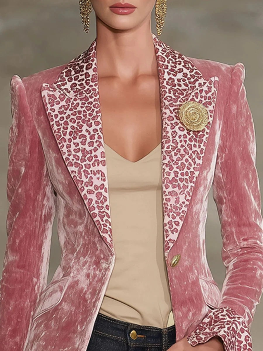 Long Sleeve Lapel Digital Printing Velvet Blazers