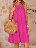 Loose-fit Trim Hollow Lace Halter Mini&Short Dresses