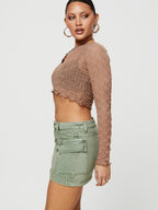 Camouflage Washed Pocket Denim Mini Skirt