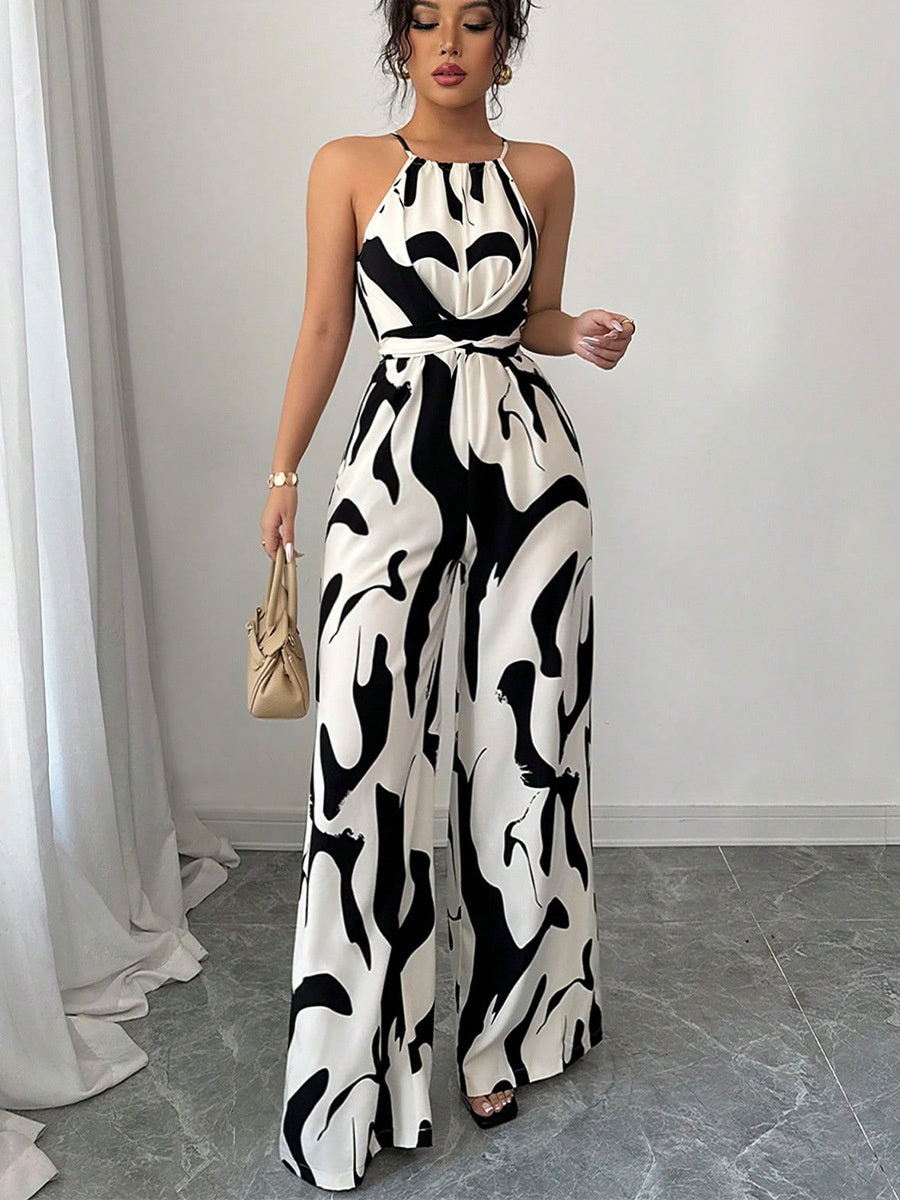 Milk-patterned Halter-neck Jumpsuit