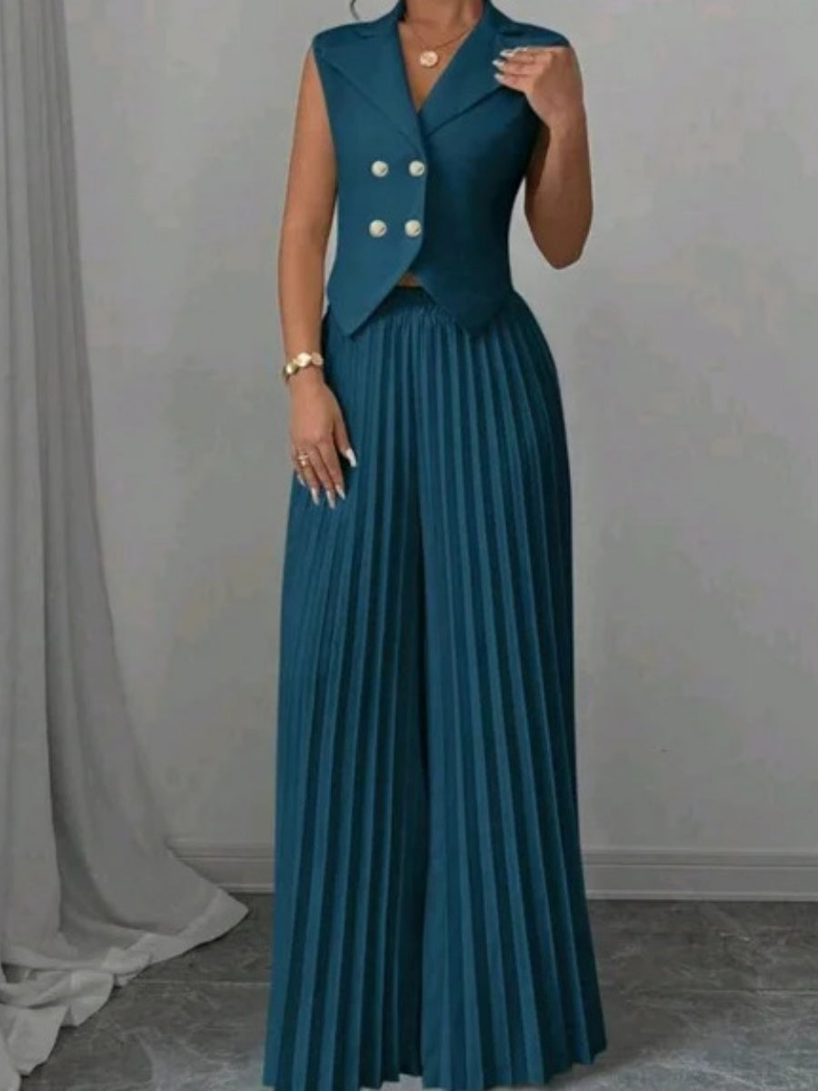 Pleated Pants Vest Grace Commuting Set 2-piece Sets