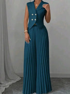 Pleated Pants Vest Grace Commuting Set 2-piece Sets