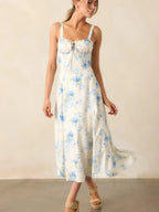 Floral Camisoles Bandage Temperament Slit Sexy Vacation And Leisure Maxi Dresses