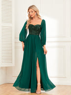 Sequins Sequins Chiffon Slit Formal Dress Maxi Dresses