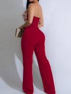 Handwoven Ribbon Strapless Backless Jumpsuits