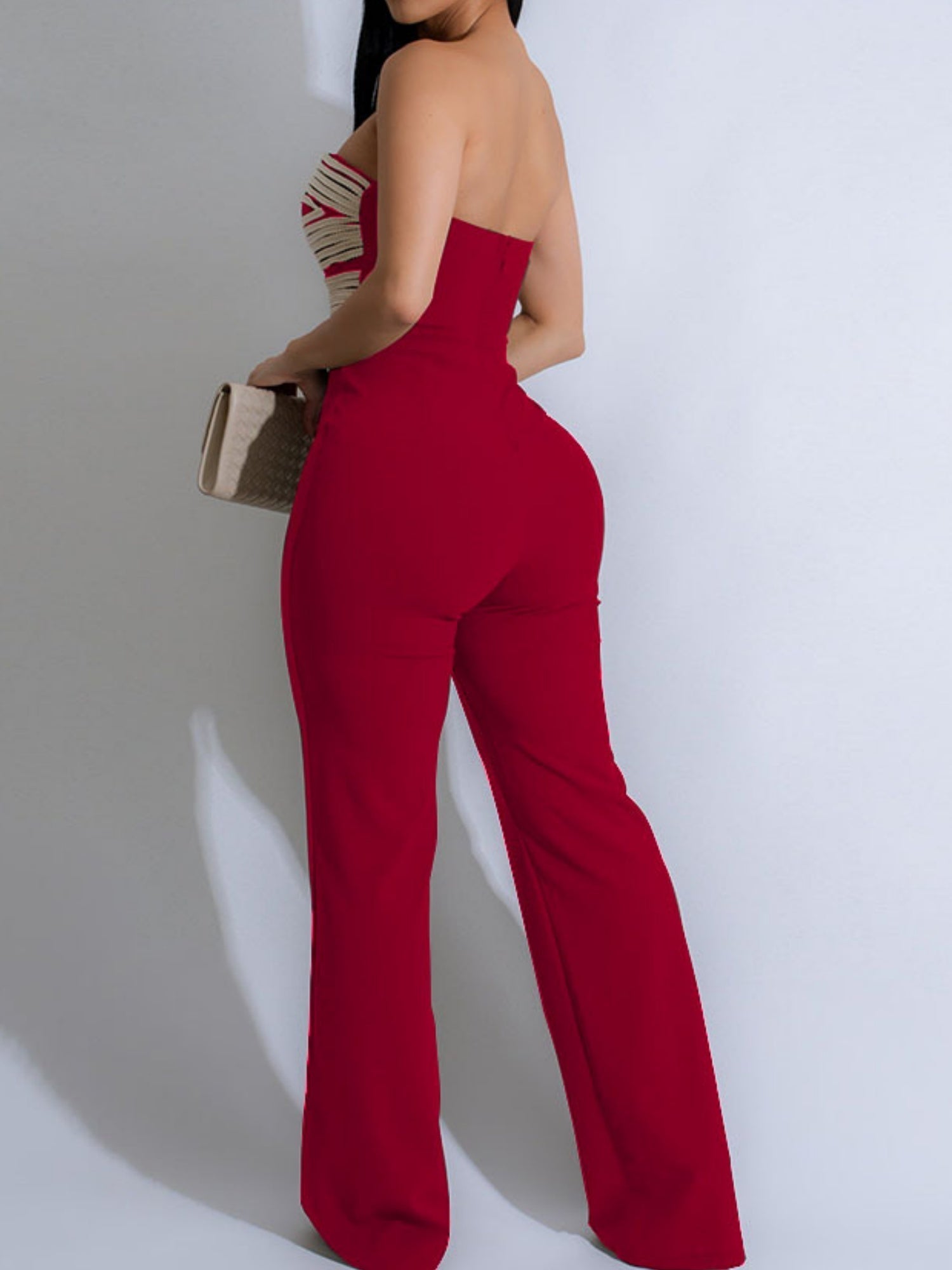 Handwoven Ribbon Strapless Backless Jumpsuits