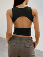 Tight-fitting Short Sleeveless Cutout Backless Tank Top