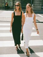 Square Collar Cotton And Linen Camisoles Leisure Temperament Maxi Dresses