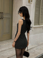 Polka Dots Sleeveless Waist Hip-hugging Mini&Short Dresses