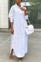 Solid Color Single-breasted Long Blouse