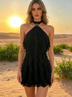 Halter Ruffle Hip-hugging Formal Dress Vacation Mini&Short Dresses
