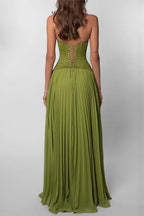 Halter Neck Back Lace-up Pleated Maxi Dress