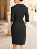 V-neck Long Sleeves, Slimming And Waist-cinching Midi Dresses
