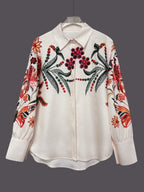 Floral Print V-Neck Long Sleeve Shirt