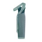 Delphine ribbon-design corset maxi dress in Green