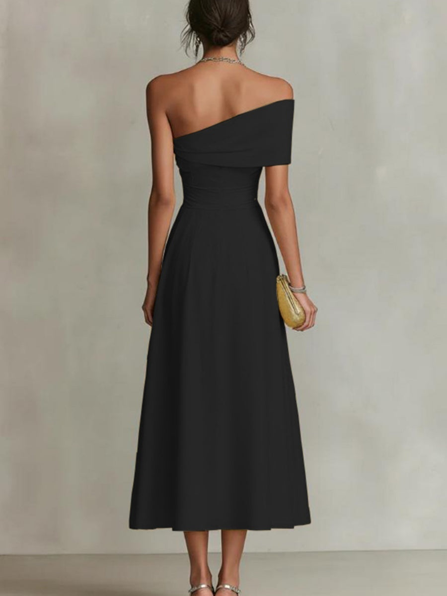 Waist Sloping Shoulders Backless Grace Midi Dresses