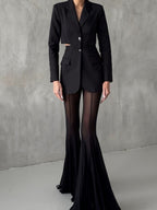 Mesh Stretch Bell-bottoms INS Loose Pants