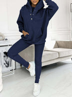 Sporty Casual Hoodie Sweatshirt, Ribbed Slim Fit Vest And Pants Three-piece Set