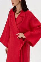Lapel Tie-up Cotton Linen Dress