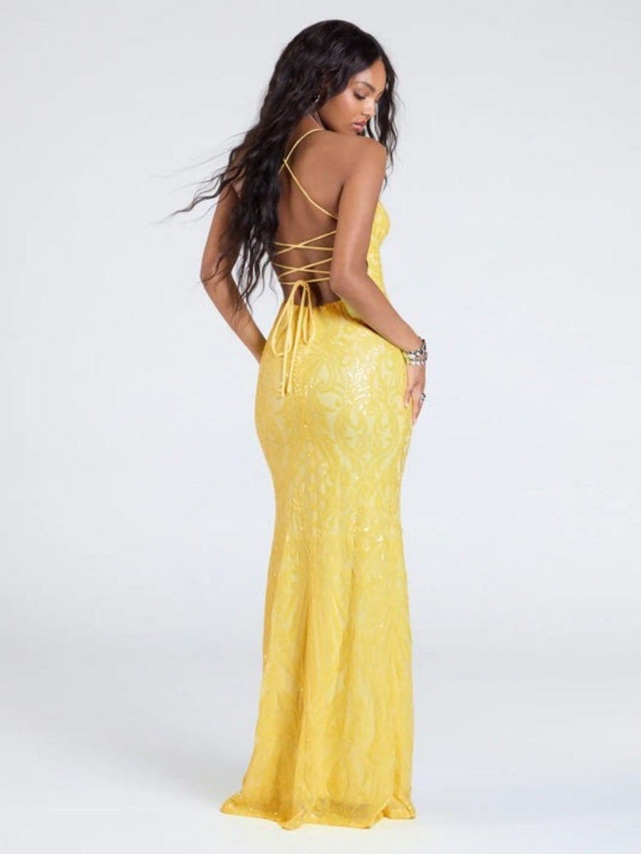 Sequins V-neck Opening Bandage Party Long Dress