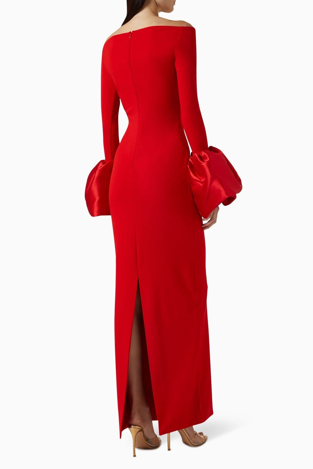 Mariana Minimalist Solid Colored Lantern Sleeve Dress Chic Silhouette Collection