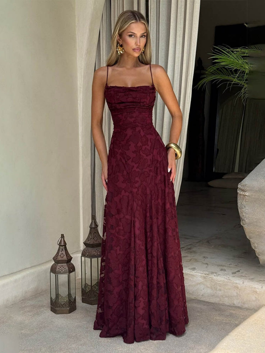 Backless Blended Formal Dress Maxi Dresses